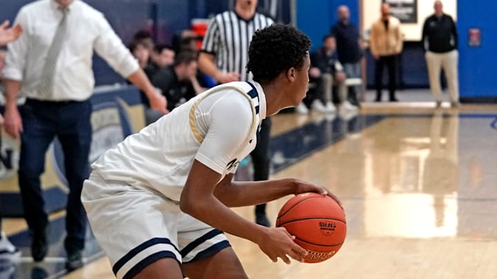 Newington sophomore Silas Jefferson hit a buzzer-beater three in Newington’s 66-64 win against Hillhouse in the second-round of the CIAC Division II State Tournament on Monday, March 9, 2026. 