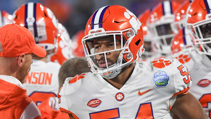Clemson linebacker Jeremiah Trotter Jr. (54) warms up before the ACC Championship football game