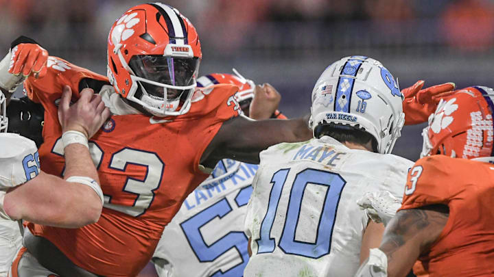 Nov 18, 2023; Clemson, South Carolina, USA; Clemson Tigers defensive tackle Ruke Orhorhoro (33)