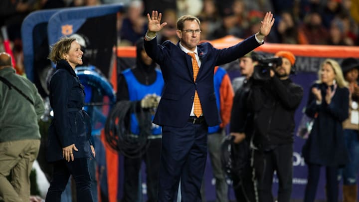 Auburn athletic director John Cohen is introduced during the game as Auburn Tigers take on Texas