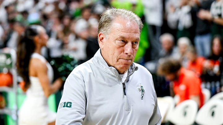 Michigan State's coach Tom Izzo heads to the locker room before the game against Bowling Green on Thursday, Oct. 23, 2025, at the Breslin Center in East Lansing.