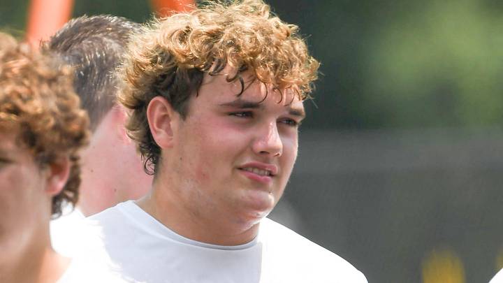 Reed Ramsier, offensive lineman from The First Academy in Orlando, Florida, at the 2025 Dabo Swinney Football Camp in Clemson, S.C. Tuesday, June 3, 2025.