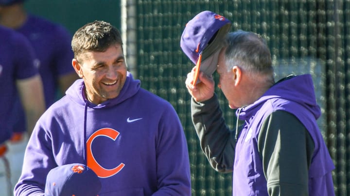 Clemson Head Coach Erik Bakich, left, and director of program development Jack Leggett