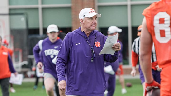Clemson offensive coordinator Chad Morris during the first Spring football practice open to media in Clemson, SC Friday, Feb 27, 2026.