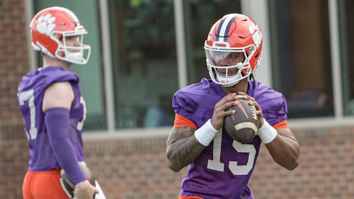 Clemson quarterback Chris Denson (15) during the first Spring football practice open to media in Clemson, SC Friday, Feb 27, 2026. Clemson quarterback Chris Denson (15) during the first Spring football practice open to media in Clemson, SC Friday, Feb 27, 2026.