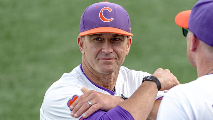 Clemson Head Coach Erik Bakich before the game with the University of South Carolina Upstate at Doug Kingsmore Stadium in Clemson, S.C. Tuesday, April 21, 2026.