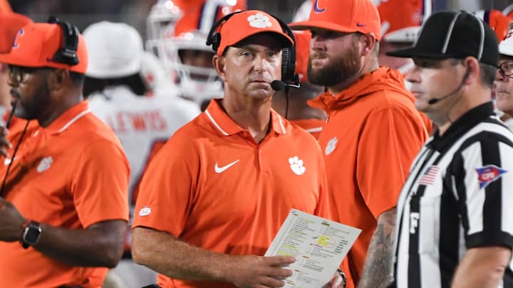 Sep 4, 2023; Durham, North Carolina, USA; Clemson head coach Dabo Swinney before the season opening