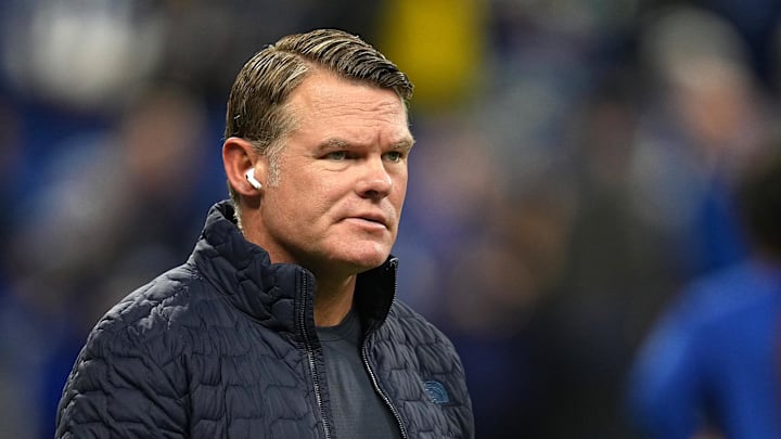 Dec 26, 2022; Indianapolis, Indiana, USA; Chris Ballard walks the field on Monday, Dec. 26, 2022,