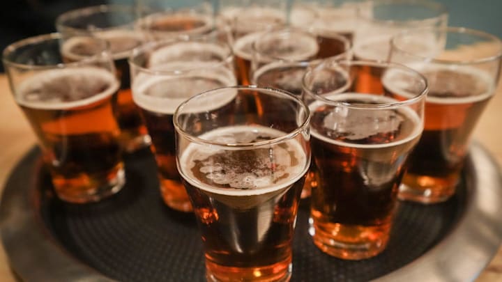 The Red Lager is one of the many beer option items that can be purchased at the Barrel Yard