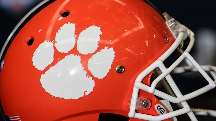 The Clemson football helmet near the Fiesta Bowl trophy at the coaches press conference in Scottsdale, Arizona Friday December 27, 2019.
Clemson Fans Fiesta Bowl Coaches Conference The Clemson football helmet near the Fiesta Bowl trophy at the coaches press conference in Scottsdale, Arizona Friday December 27, 2019.
Clemson Fans Fiesta Bowl Coaches Conference