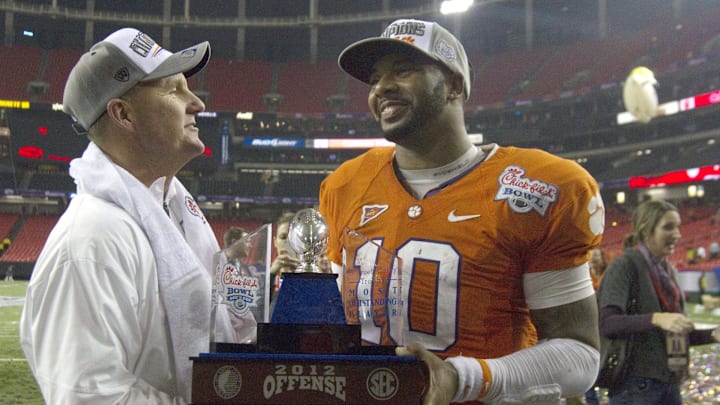 Clemson offensive coordinator Chad Morris is using former players to help teach his offense, like with Tajh Boyd.