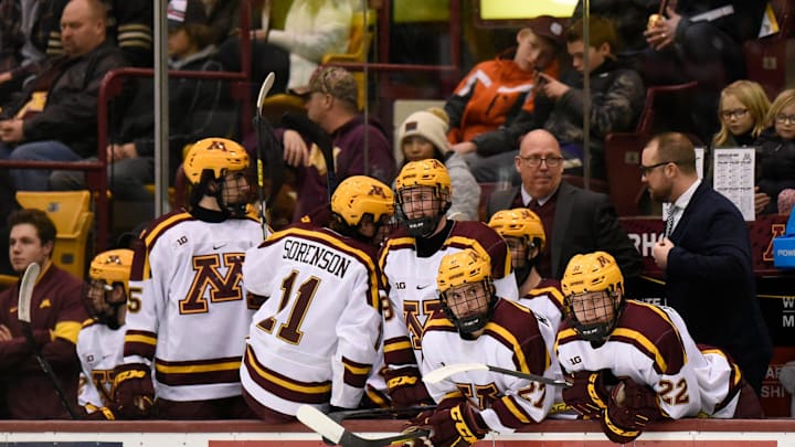 Former St. Cloud State coach Bob Motzko faces off with the Huskies for the first time as head coach of Minnesota Sunday, Dec. 29, 2019, at 3M Arena at Mariucci.
Huskies Vs Gophers 5 Former St. Cloud State coach Bob Motzko faces off with the Huskies for the first time as head coach of Minnesota Sunday, Dec. 29, 2019, at 3M Arena at Mariucci.
Huskies Vs Gophers 5