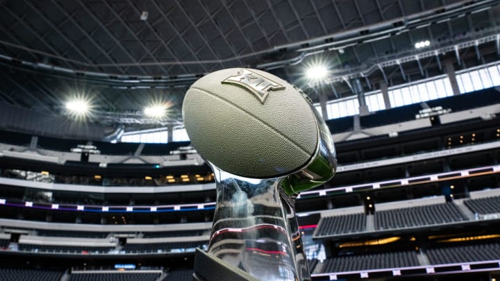 The Big 12 Championship Trophy on display during Big 12 Media Days. The Big 12 Championship Trophy on display during Big 12 Media Days.