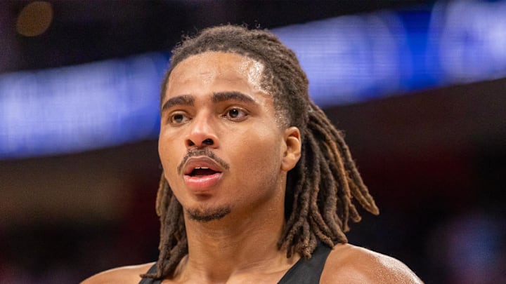 Toronto Raptors forward Collin Murray-Boyles walks off the court after losing to the Detroit Pistons.