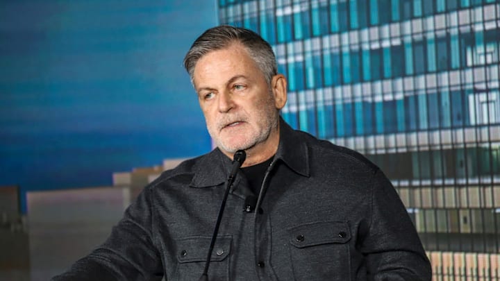 Bedrock Founder, Chairman Dan Gilbert announces General Motors moving its global headquarters to the newly completed Hudson site, during a press conference held at the Hudson site in downtown Detroit on Monday, April 15, 2024. Bedrock Founder, Chairman Dan Gilbert announces General Motors moving its global headquarters to the newly completed Hudson site, during a press conference held at the Hudson site in downtown Detroit on Monday, April 15, 2024.