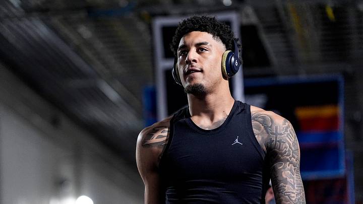 Michigan forward Yaxel Lendeborg (23) warms up before the Final Four game at Lucas Oil Stadium in Indianapolis on Saturday, April 4, 2026. Michigan forward Yaxel Lendeborg (23) warms up before the Final Four game at Lucas Oil Stadium in Indianapolis on Saturday, April 4, 2026.