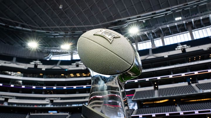 The Big 12 Championship Trophy on display during Big 12 Media Days. The Big 12 Championship Trophy on display during Big 12 Media Days.