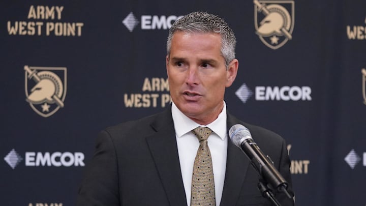 Army West Point Director of Athletics Mike Buddie introduces the new men's basketball head coach, Kevin Kuwik, during a press conference in the Kimsey Hall's Nowack Auditorium on the campus of the United States Military Academy at West Point on Thursday, April 13, 2023.

Army West Point Basketball Head Coach Kevin Kuwik