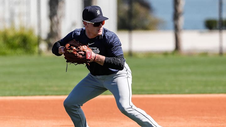 Tigers prospect Kevin McGonigle during spring training at TigerTown in Lakeland, Florida.