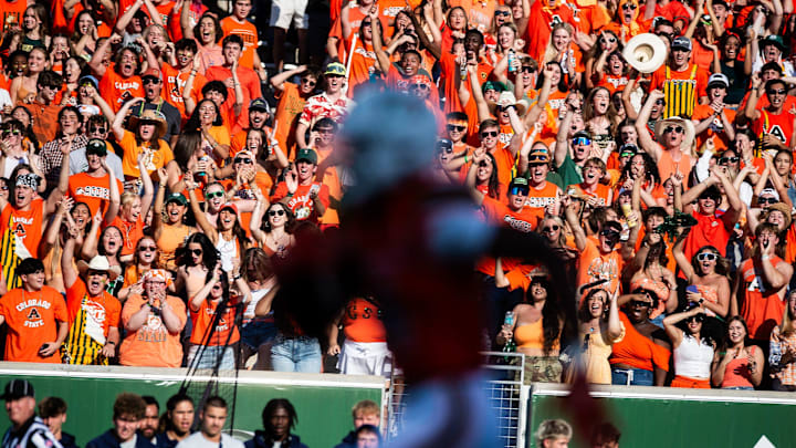 Colorado State fans cheer as Tory Horton returns a punt for a touchdown during a game against Northern Colorado.