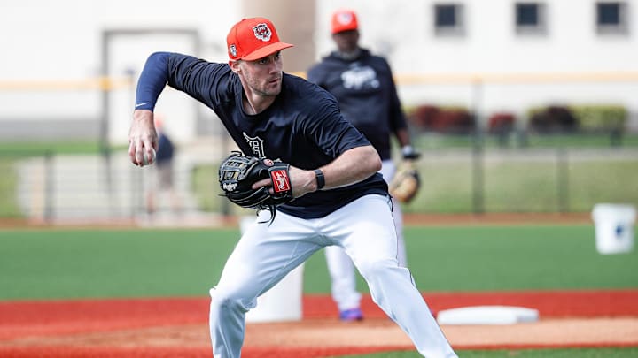 Detroit Tigers infielder Ryan Kreidler practice during spring training at TigerTown in Lakeland, Detroit Tigers infielder Ryan Kreidler practice during spring training at TigerTown in Lakeland,
