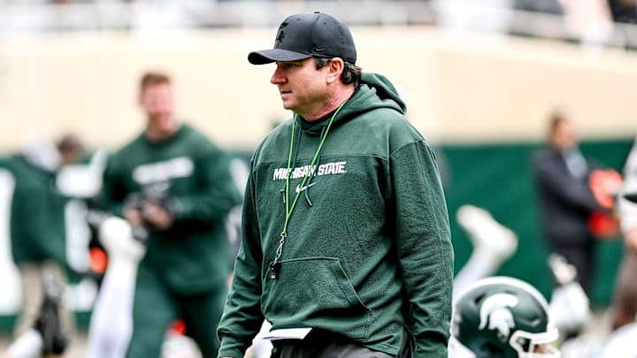 Michigan State head coach Jonathan Smith looks on during the Spring Showcase on Saturday, April 20,
