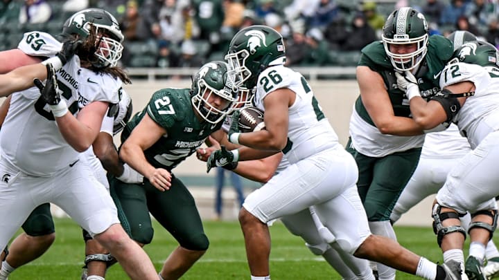 Michigan State's Chris Williams runs the ball during the Spring Showcase on Saturday, April 20, Michigan State's Chris Williams runs the ball during the Spring Showcase on Saturday, April 20,
