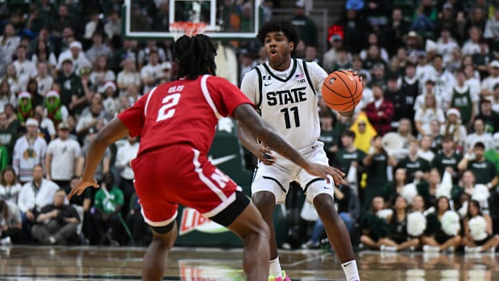 Michigan State's Nebraska's during the first half on Saturday, Dec. 7, 2024, at the Breslin Center in East Lansing.