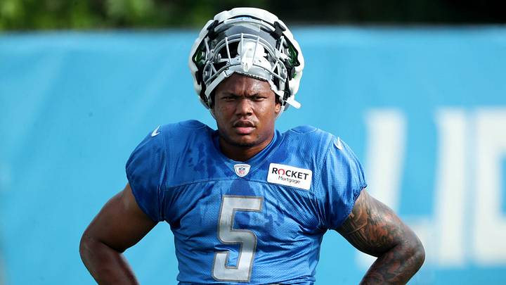 Detroit Lions running back David Montgomery watches drills during training camp Friday, July 28, 2023. Detroit Lions running back David Montgomery watches drills during training camp Friday, July 28, 2023.