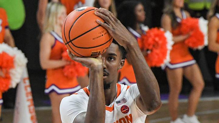 Clemson freshman forward Chauncey Wiggins (21) participates in a three-point competition during Rock the John basketball season kickoff event at Littlejohn Coliseum in Clemson, S.C. Thursday, October 27, 2022.

Rock The John Basketball Season Kickoff Event