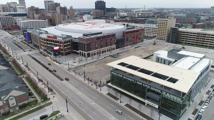 Little Caesars arena and Wayne State Mike Ilitch School of Business drone photo by Mandi Wright and Junfu Han Thursday, April 25, 2019.
Littlecasersariel 042519 02 Little Caesars arena and Wayne State Mike Ilitch School of Business drone photo by Mandi Wright and Junfu Han Thursday, April 25, 2019.
Littlecasersariel 042519 02