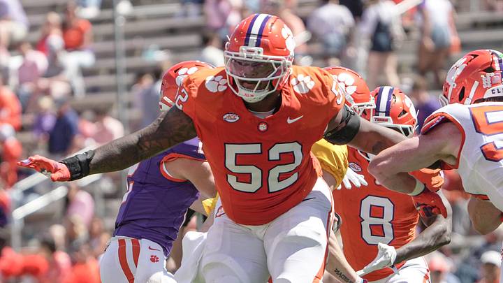 Clemson offensive lineman Elijah Thurmon (52) is expected to take a big jump in 2026 in his redshirt sophomore season. Clemson offensive lineman Elijah Thurmon (52) is expected to take a big jump in 2026 in his redshirt sophomore season.
