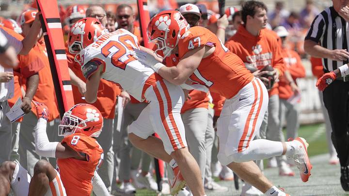 Clemson linebacker Sammy Brown (47) was placed as the highest-ranked Tiger ahead of the 2026 season. Clemson linebacker Sammy Brown (47) was placed as the highest-ranked Tiger ahead of the 2026 season.