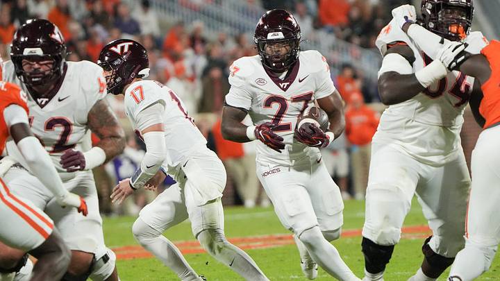 Virginia Tech Hokies running back Marcellous Hawkins, Jr. (27) during the first quarter at Memorial Stadium Saturday, October 24, 2026.
