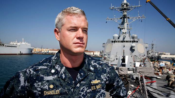 Eric Dane as Capt Tom Chandler aboard the U.S. Navy destroyer USS Dewey at San Diego Navy Base during filming of "The Last Ship" on March 19, 2014. Eric Dane as Capt Tom Chandler aboard the U.S. Navy destroyer USS Dewey at San Diego Navy Base during filming of "The Last Ship" on March 19, 2014.