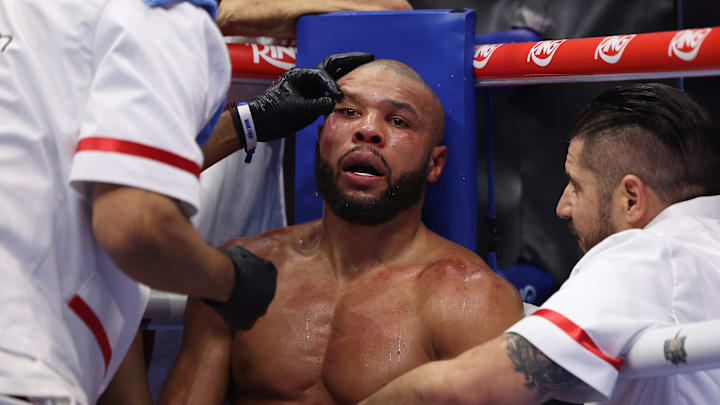 Chris Eubank Jr. in the corner between rounds