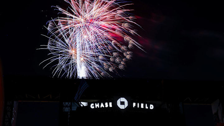 Arizona Diamondbacks postgame fireworks at Chase Field. Arizona Diamondbacks postgame fireworks at Chase Field.