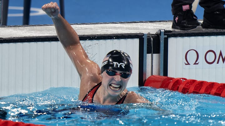 Ledecky continued her domination of the 1,500-meter freestyle race in Paris. Ledecky continued her domination of the 1,500-meter freestyle race in Paris.