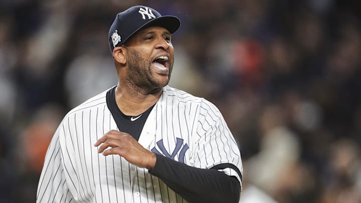 Sabathia pitches in the 2017 ALCS.