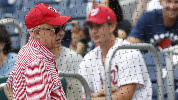 Jul 9, 2023; Washington, District of Columbia, USA; Washington Nationals owner Mark Lerner in the stands during the game against the Texas Rangers during the second inningat Nationals Park. Jul 9, 2023; Washington, District of Columbia, USA; Washington Nationals owner Mark Lerner in the stands during the game against the Texas Rangers during the second inningat Nationals Park.