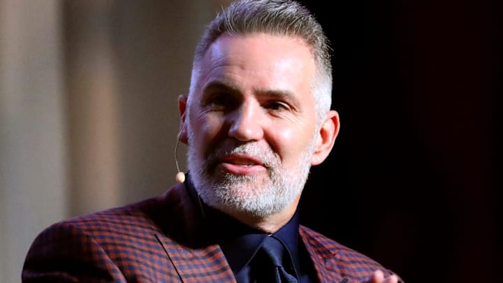 Kurt Warner answers questions from MTCS President Matt Tiller and others during MTCS' Legacy of Light Gala on Thursday, April 21, 2022, at the school gym in Murfreesboro.

18 Kurt Warner At Mtcs