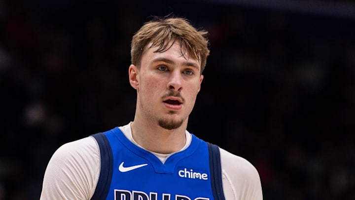 Mar 16, 2026; New Orleans, Louisiana, USA;  Dallas Mavericks forward Cooper Flagg (32) looks on against the New Orleans Pelicans during the second half at Smoothie King Center. Mandatory Credit: Stephen Lew-Imagn Images