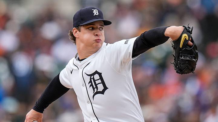 Detroit Tigers pitcher Jackson Jobe throws against the San Francisco Giants during the first inning at Comerica Park in Detroit on Wednesday, May 28, 2025.