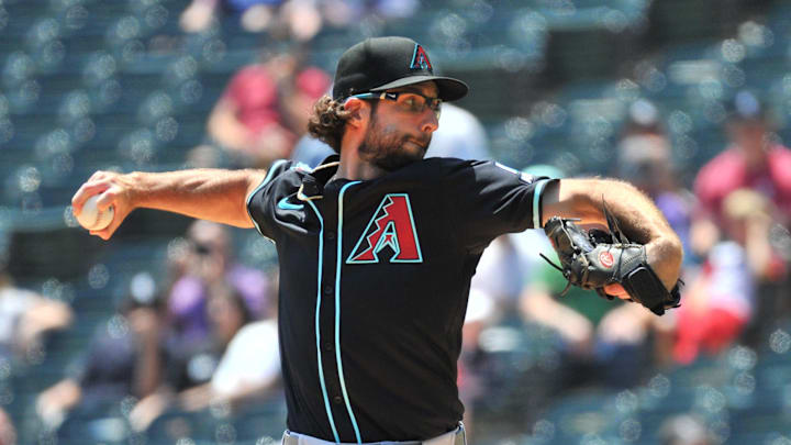 Arizona Diamondbacks pitcher Zac Gallen pitches during the first inning against the Chicago White Sox at Rate Field.