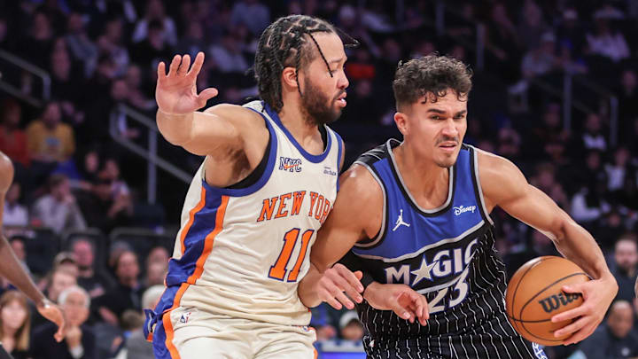 Dec 7, 2025; New York, New York, USA; Orlando Magic forward Tristan da Silva (23) looks to drive past New York Knicks guard Jalen Brunson (11) in the fourth quarter at Madison Square Garden. Mandatory Credit: Wendell Cruz-Imagn Images Dec 7, 2025; New York, New York, USA; Orlando Magic forward Tristan da Silva (23) looks to drive past New York Knicks guard Jalen Brunson (11) in the fourth quarter at Madison Square Garden. Mandatory Credit: Wendell Cruz-Imagn Images