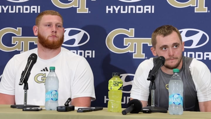 Georgia Tech OL Keylan Rutlege and QB Haynes King 