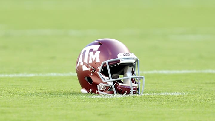 Aug 30, 2018; College Station, TX, USA; A Texas A&M Aggies helmet 