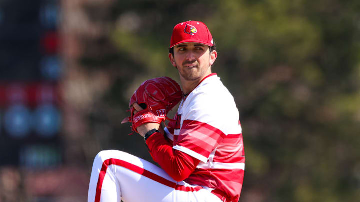 Louisville baseball right-handed pitcher Peter Michael