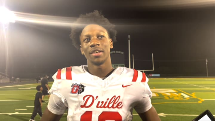 Keelon Russell speak to media after Duncanville's rivalry win over DeSoto on Oct. 11 in DeSoto, Texas.