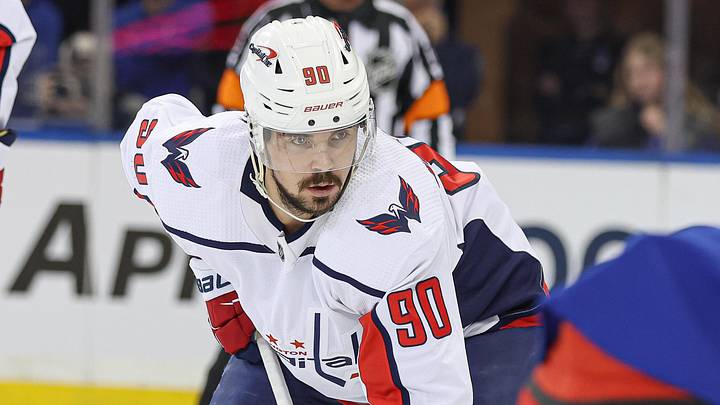 Dec 27, 2022; New York, New York, USA; Washington Capitals left wing Marcus Johansson (90) looks on during a face off against the New York Rangers during the first period at Madison Square Garden. Mandatory Credit: Vincent Carchietta-Imagn Images Dec 27, 2022; New York, New York, USA; Washington Capitals left wing Marcus Johansson (90) looks on during a face off against the New York Rangers during the first period at Madison Square Garden. Mandatory Credit: Vincent Carchietta-Imagn Images